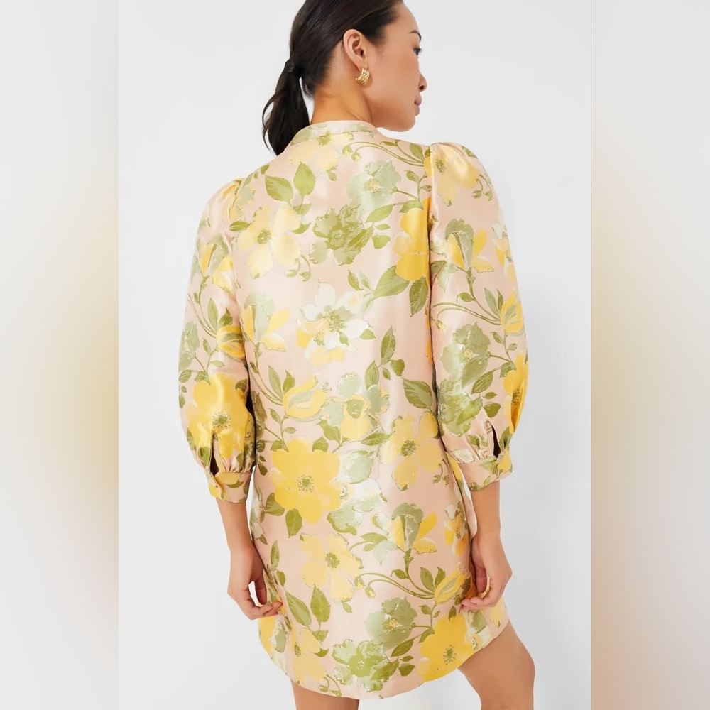NWT Pomander Place Daylily Jacquard Samantha Dress Size XL In Pink And Yellow - Picture 5 of 9